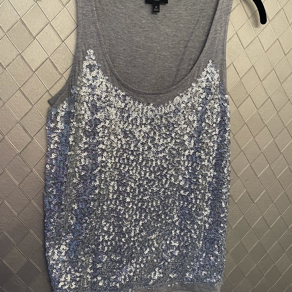 Talbots sequined camisole tank top M silver